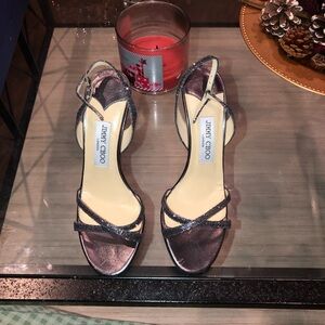 Jimmy Choo Glittery Black Strappy Heels